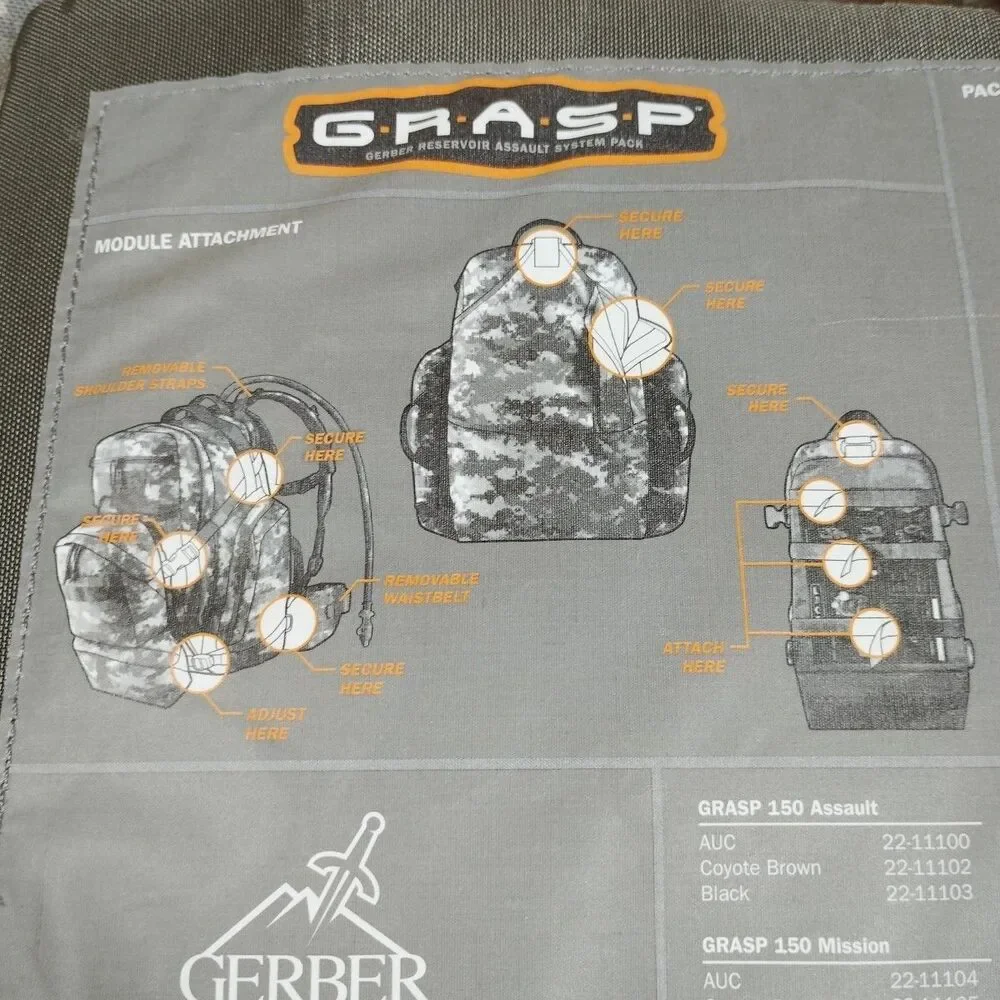 Gerber Grasp Reservoir Assault System Pack Backpack ACU Hydration Tactical